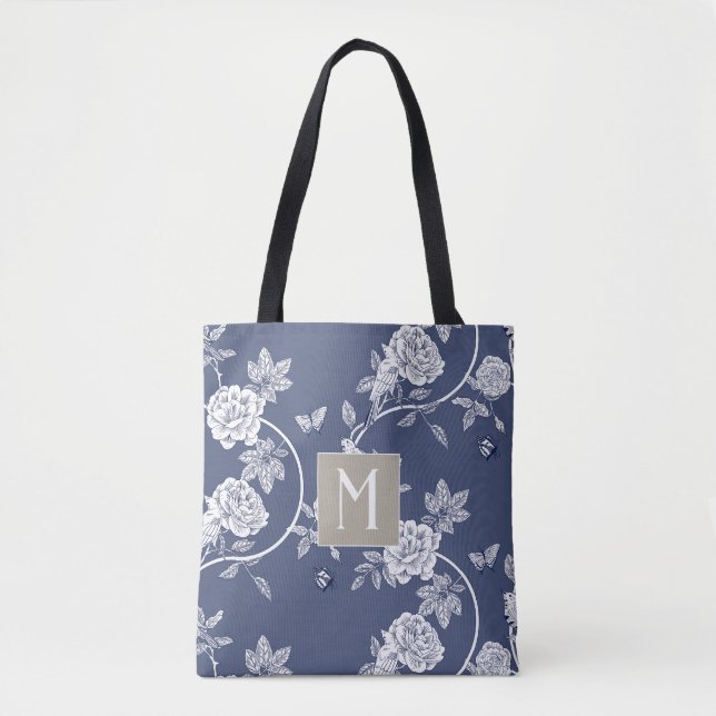 Blue Chinoiserie Floral Monogram (Vorderseite)