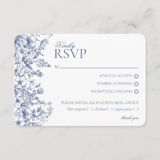 Blue Chinoiserie Floral UAWG Resort Card Begleitkarte (Vorderseite)