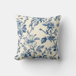 Blue Chinoiserie Floral Vintag Botanisch Kissen