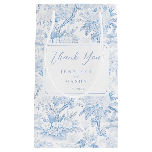 Blue Chinoiserie Floral Wedding Thank You  Kleine Geschenktüte (Vorderseite)