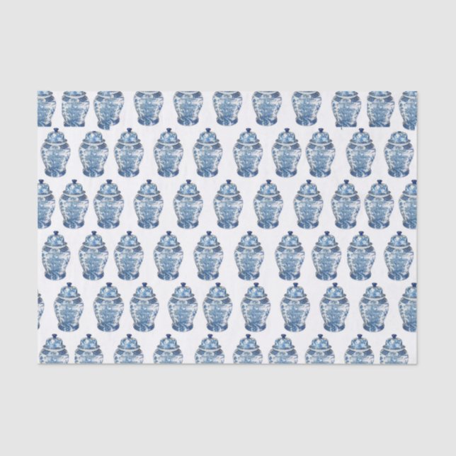 Blue Chinoiserie Ginger Jar Jars  Seidenpapier (Vorderseite)