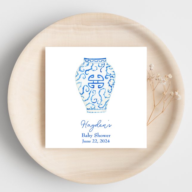 Blue Chinoiserie Ginger Jar Personalisiert Napkin Serviette (Von Creator hochgeladen)