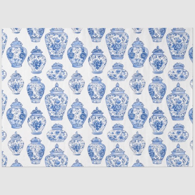 Blue Chinoiserie Pattern  Seidenpapier (Vorderseite)