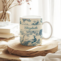 Blue Chinoiserie Peacock Individuelle Name