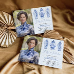Blue Chinoiserie Porcelain 50. Geburtstag Foto Einladung<br><div class="desc">Schönes chinoiserie-inspiriertes Design mit eleganten,  blau-weiß Porzellan Ingwer Gläsern</div>