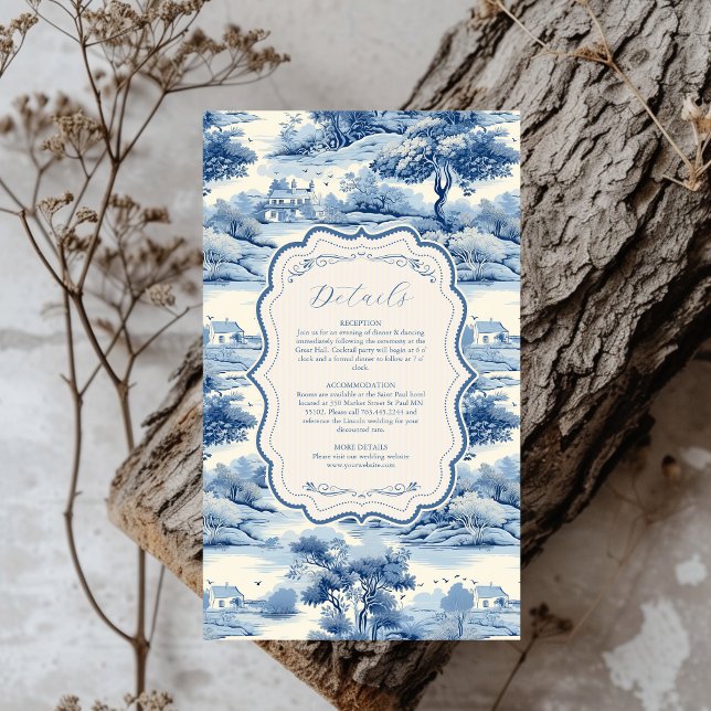 Blue Chinoiserie Porcelain Botanische Peony Weddin Begleitkarte (Von Creator hochgeladen)