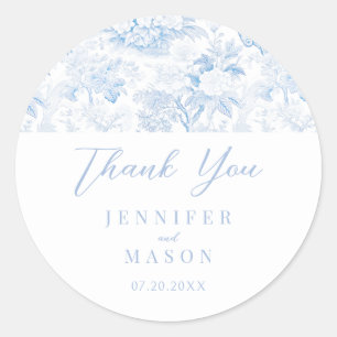 Blue Chinoiserie Porcelain Hochzeit Vielen Dank Runder Aufkleber