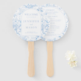 Blue Chinoiserie Porcelain Hochzeitsprogramm Fächer