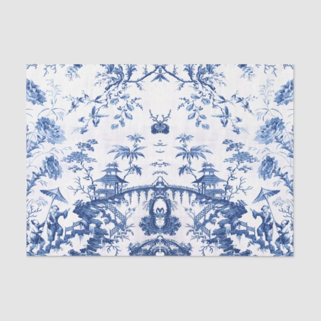 Blue Chinoiserie Seidenpapier (Vorderseite)