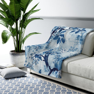 Blue Chinoiserie Sherpa Blanket Geschenk für Fraue Sherpadecke