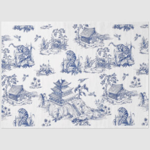 Blue Chinoiserie Tiger Blue Flow Decoute Seidenpapier