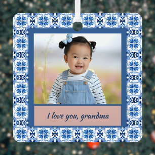 Blue Chinoiserie Tile Foto Gran Café Ornament Aus Metall