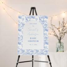 Blue Chinoiserie Toile de Jouy Baby Dusche