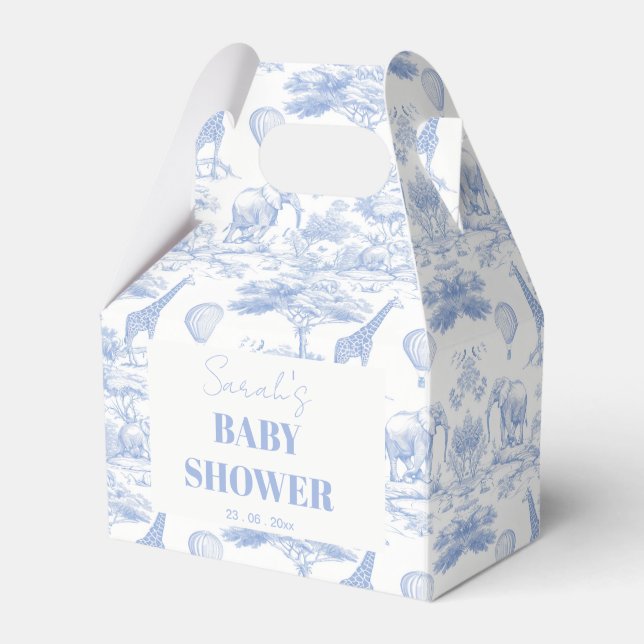 Blue Chinoiserie Toile de Jouy Baby Dusche B Geschenkschachtel (Vorderseite)