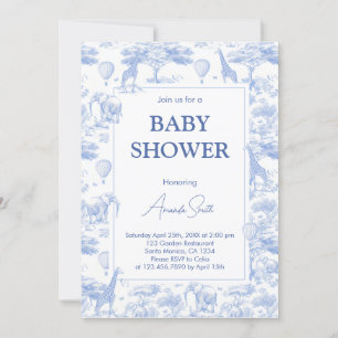 Blue Chinoiserie Toile de Jouy Baby Dusche Einladung