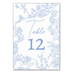 Blue Chinoiserie Toile de Jouy Wedding Rett Date Tischnummer
