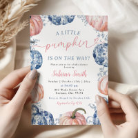 Blue Chinoiserie und Pink Pumpkin Fall Baby Dusche