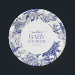 Blue Chinoiserie Victorian Floral baby shower  Pappteller<br><div class="desc">This chinoiserie-inspired design features elegant botanical florals and greenery in delft blue and white.</div>