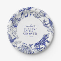 Blue Chinoiserie Victorian Floral baby shower 