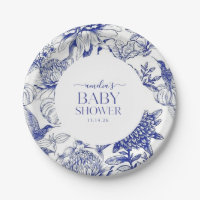 Blue Chinoiserie Viktorianisch Floral Baby Dusche
