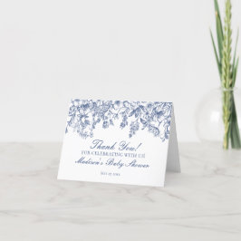 Blue Chinoiserie Vintag Floral Dankeschön Karte