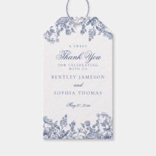 Blue Chinoiserie Vintag Floral Gefallen Tag Geschenkanhänger