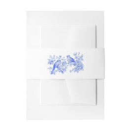 Blue Chinoiserie Vintag Love Birds Hochzeit Einladungsbanderole