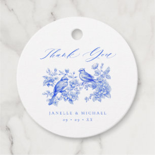 Blue Chinoiserie Vintag Love Birds Hochzeit Geschenkanhänger