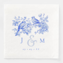 Blue Chinoiserie Vintag Love Birds Hochzeit