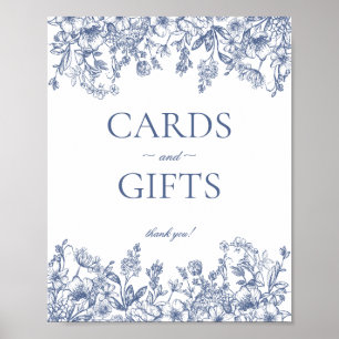 Blue Chinoiserie Vintage Blumenkarten & Geschenke  Poster