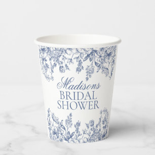 Blue Chinoiserie Vintages Brautparty Pappbecher