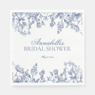 Blue Chinoiserie Vintages Brautparty Serviette