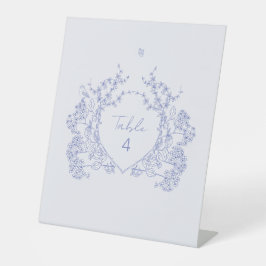 Blue Chinoiserie Wedding Tischnummer Pedestal Sig Sockelschild