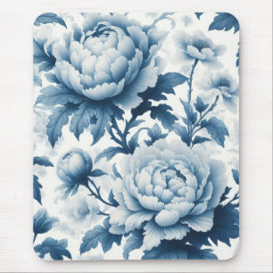 Blue Chinoserie Wild Blume Mousepad