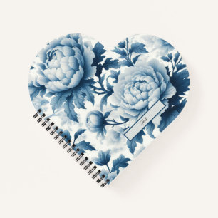 Blue Chinoserie Wild Blume Notizbuch