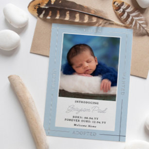 Blue Chosen Loved Einführung Adoptiert Baby Boy Folieneinladung