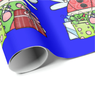 Blue Christmas Angel Santa Wrapping Paper Geschenkpapier
