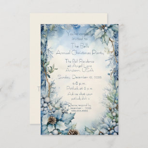 Blue Christmas Blume Jährliches Weihnachtsfest Par Einladung