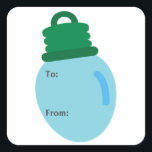 Blue Christmas Bulb Geschenksticker Quadratischer Aufkleber<br><div class="desc">Lassen Sie Ihre Geschenke dieses Jahr mit diesem Geschenketikett besonders niedlich aussehen.</div>