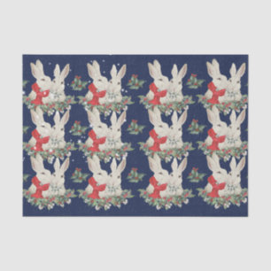 Blue Christmas Bunny Rabbits Snow Winter Whimsica  Seidenpapier