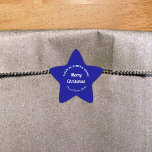 Blue Christmas Business Star Shape Sticker<br><div class="desc">Frohe Weihnachten! Einer der bekanntesten Feiertage des Jahres. Es ist auch eine der besten Jahreszeiten für Werbung für Ihr Unternehmen. Starform Aufkleber mit fröhlichen Weihnachtsgrüßen, Ihrem Firmennamen, Stadt oder Stadt und Staat. Sie können es als Zubehör für Ihr Produktverpackungsmaterial verwenden, um Ihren Produktnamen zu fördern. Sie können es auch als...</div>