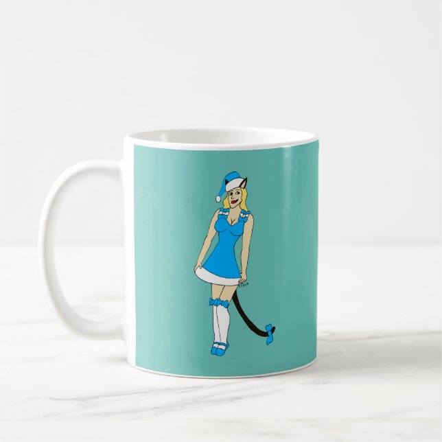 Blue Christmas catgirl Kaffeetasse (Links)