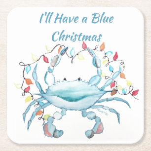 Blue Christmas Coasters Rechteckiger Pappuntersetzer