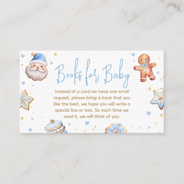 Blue Christmas Cookie Baby Shower Books for Baby Begleitkarte (Vorderseite)