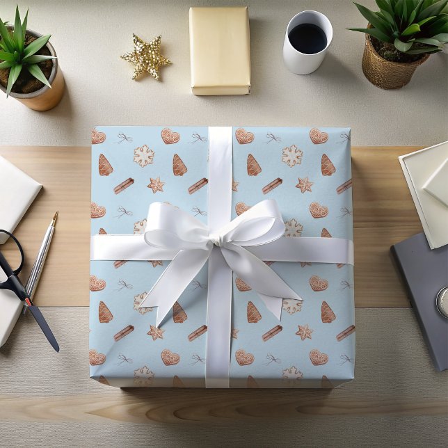 Blue Christmas Cookie Swap Exchange Geschenkpapier (Blue Snowflake Christmas Wrapping Paper)