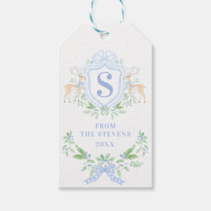 Blue Christmas Deh Wappen Monogram mit Name Geschenkanhänger
