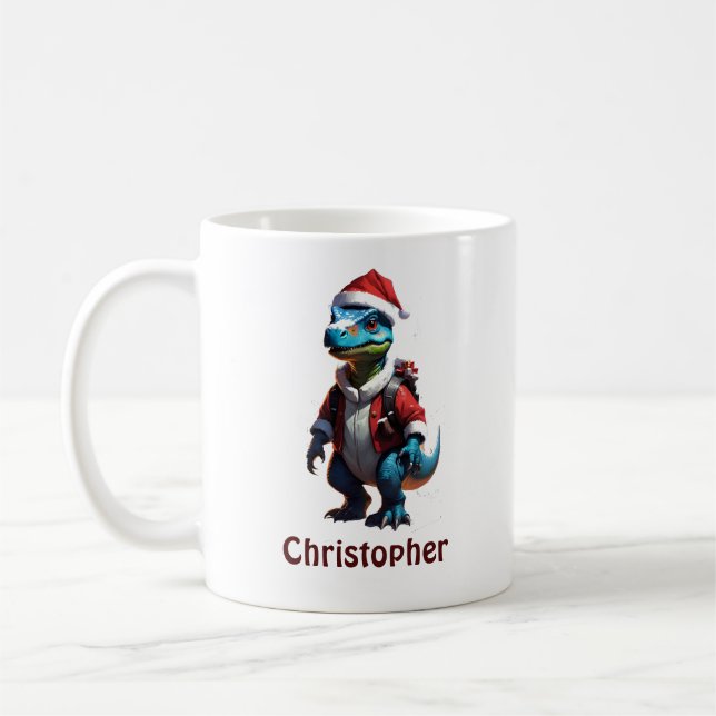 Blue Christmas Dinosaurier Kaffeetasse (Links)