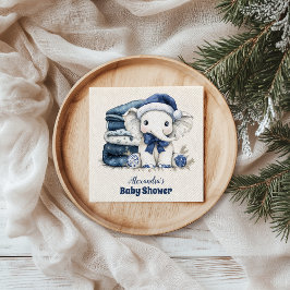 Blue Christmas Elephant Baby Dusche Serviette
