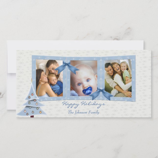 Blue Christmas Foto Card Feiertagskarte (Vorderseite)