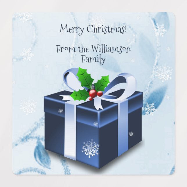 Blue Christmas Geschenk Backlabel Etiketten (Design 3)